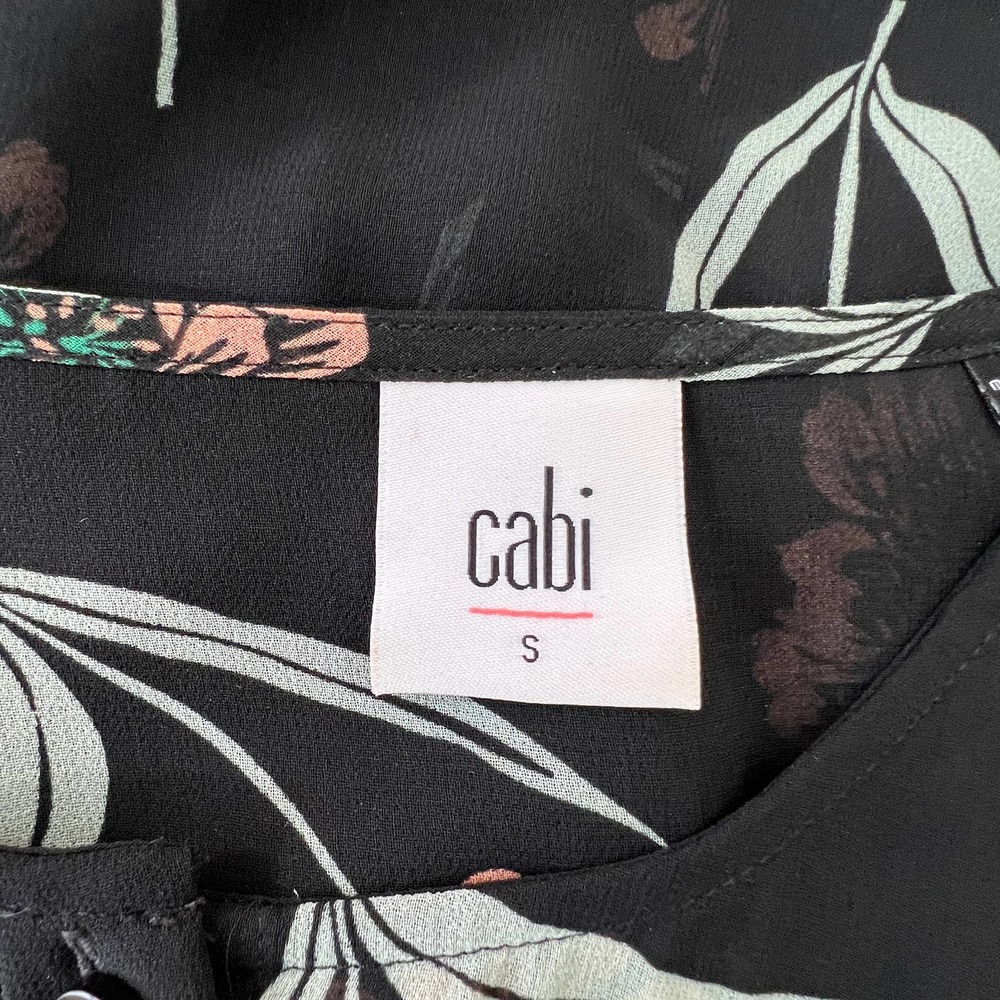 CAbi La Di Da Black Floral Chiffon Blouse Style #5206 - Picture 3 of 8